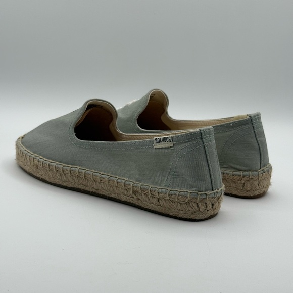 Soludos La Vie En Rosé Embroidered Espadrille Flats Blue Canvas Slip-On Shoes - Picture 6 of 16